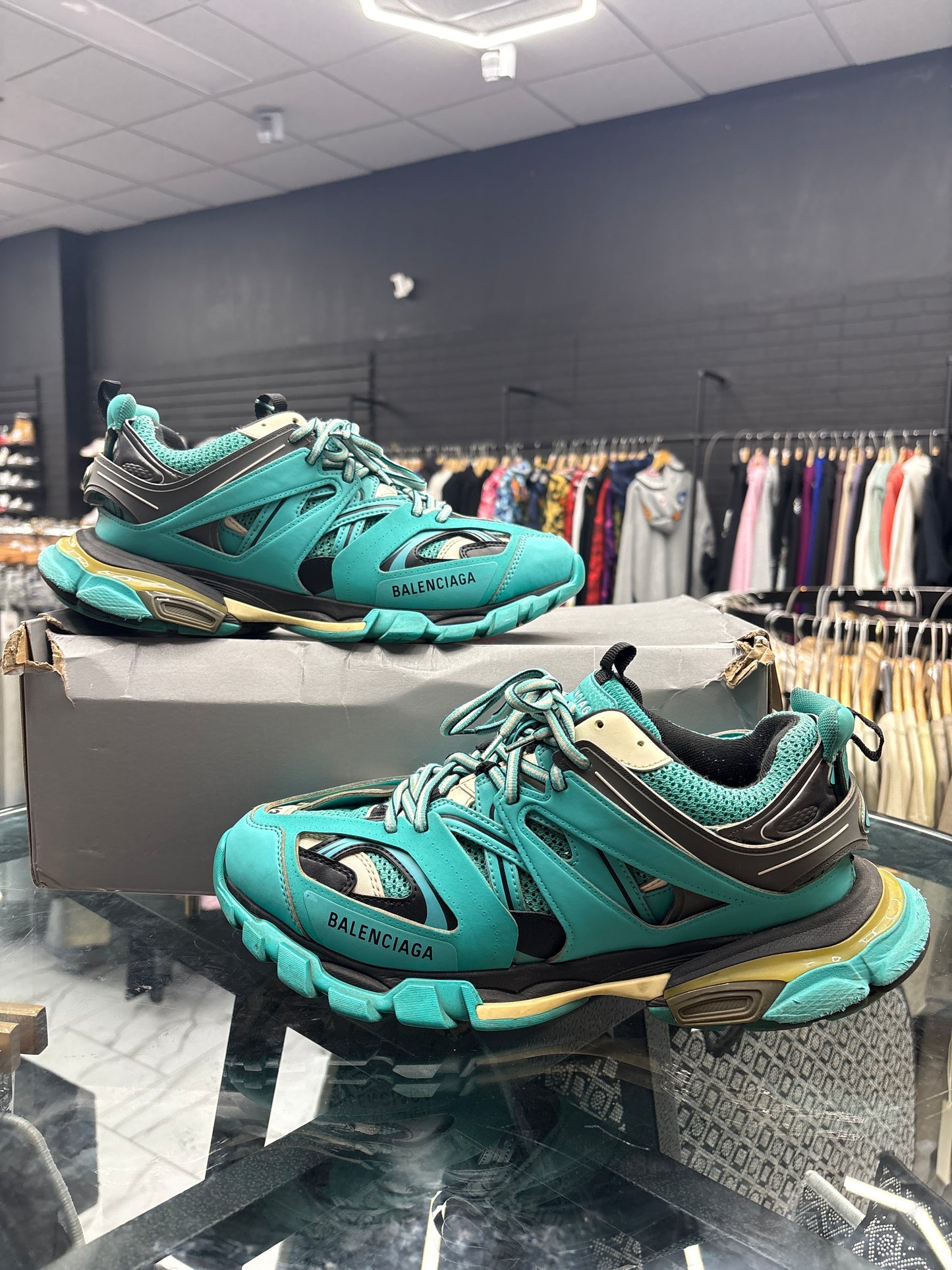 Balenciaga Tracks Teal USED W BOX