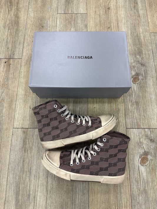 Balenciaga Paris BB Monogram High-Top Sneakers USED W BOX