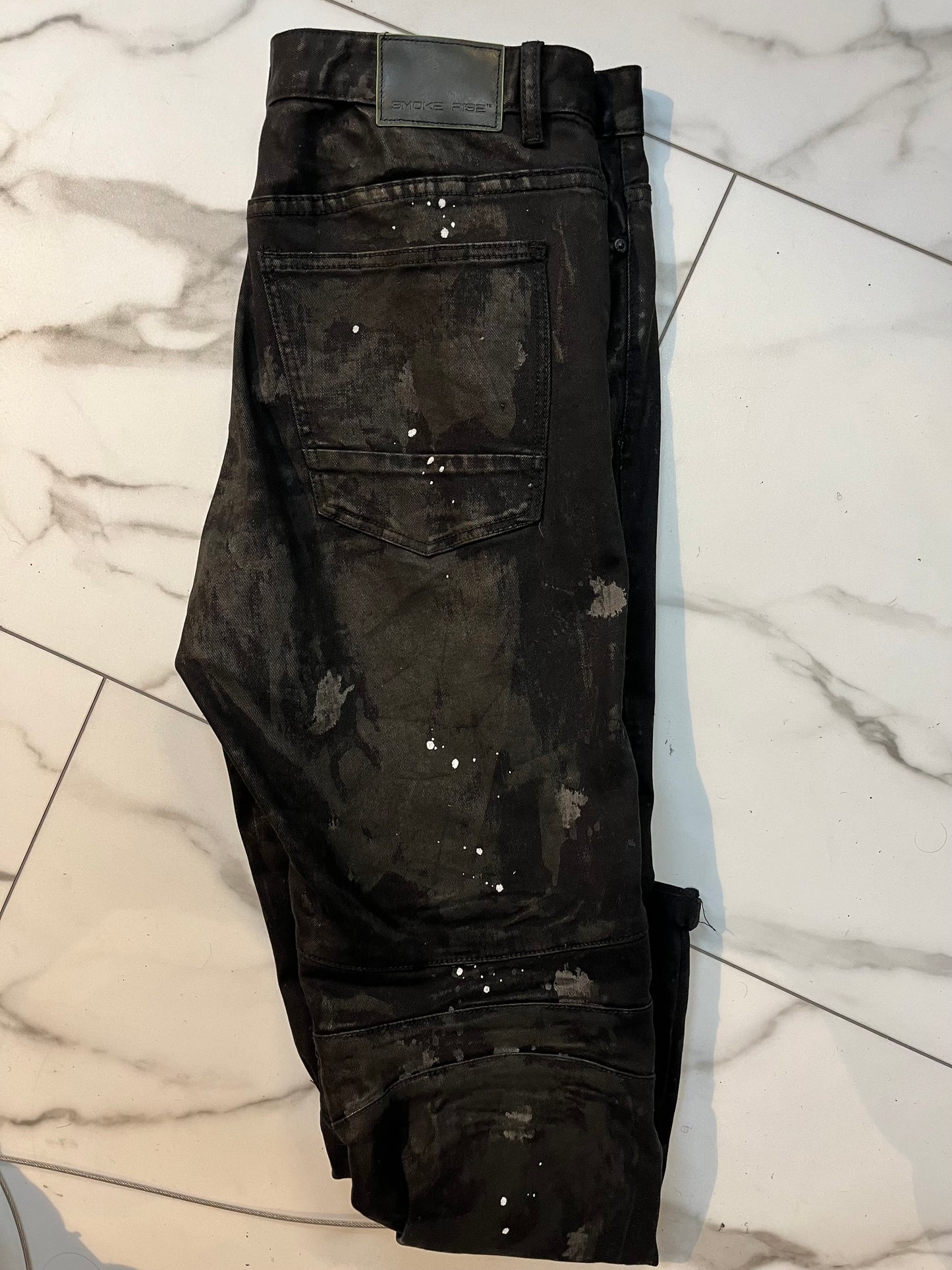 Smoke rise ripped with splattered paint