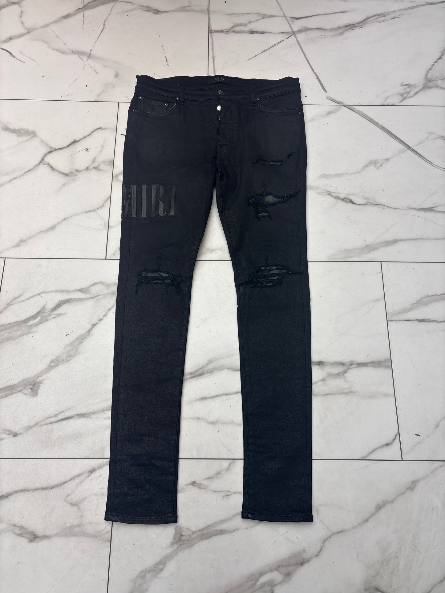 Amiri Wax Logo Jean 'Black' USED