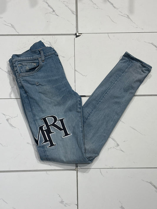 Amiri Black Patch Blue Jeans USED
