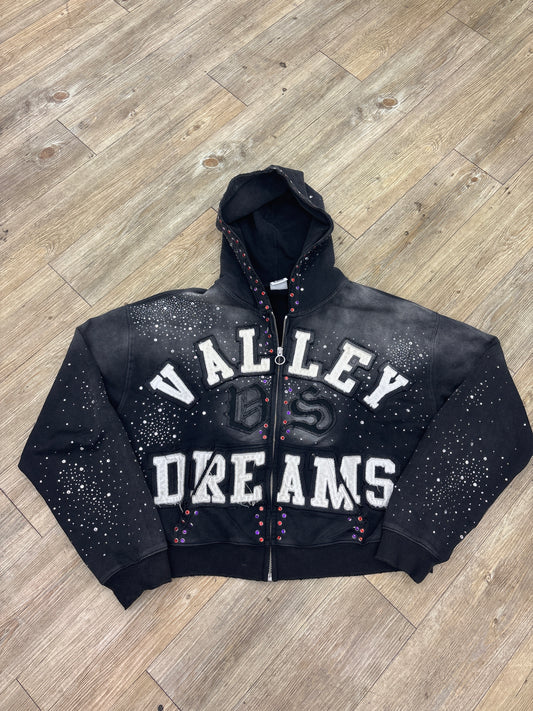 Valley Dreams Red/Purple Pearls Black Zip Up Hoodie