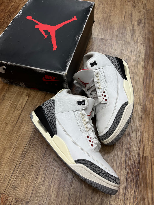 Jordan 3 white cement with box pre-owned