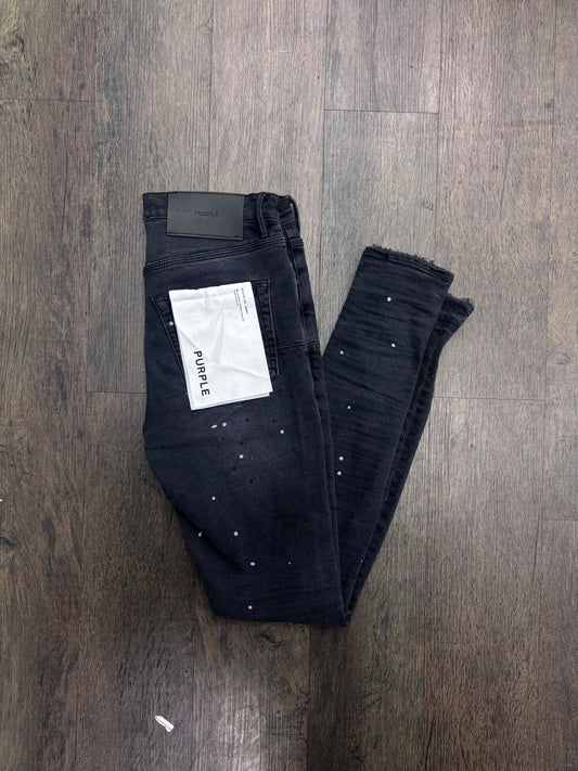 PURPLE BLACK PAINT SPLATTER PRE-OWNED BACK TAG ONLY