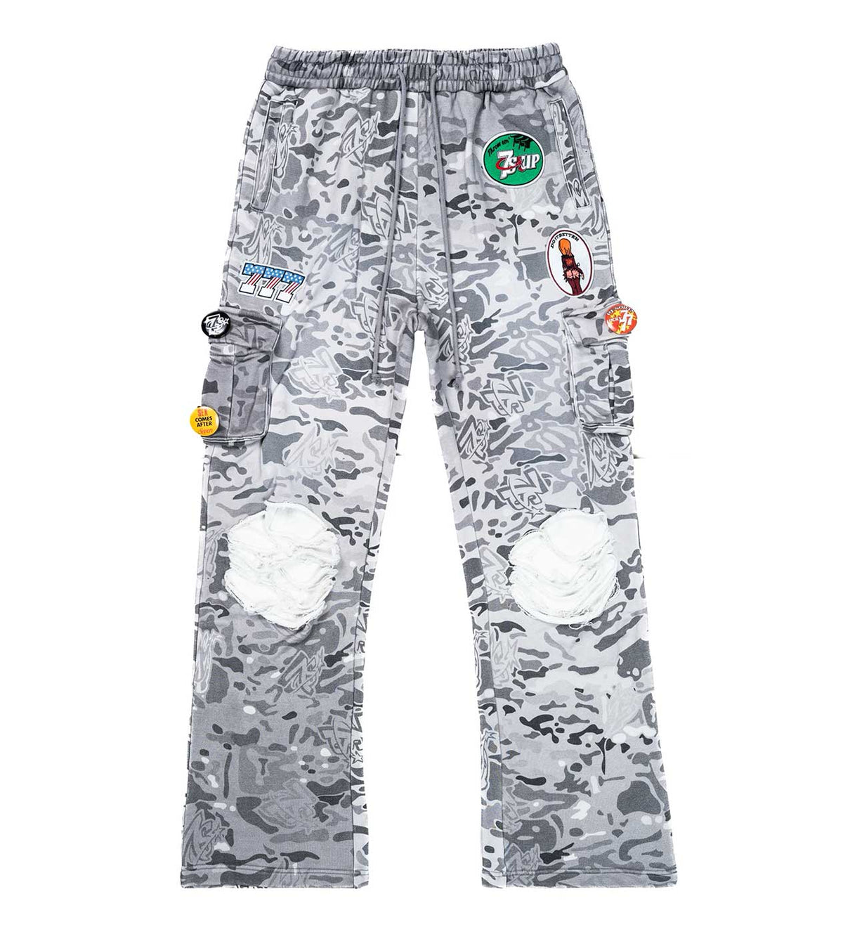 Triple sevens patchwork 7s cargo sweatpants