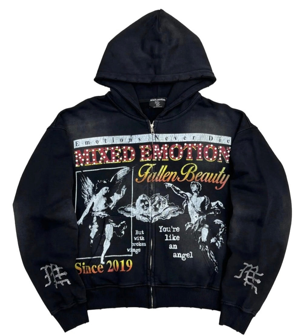 Mixed Emotions Black Broken Wings Hoodie