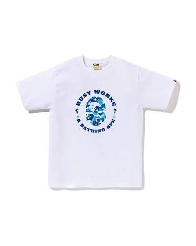 Bape Sta Blue Camo “Busy Work” White Tee