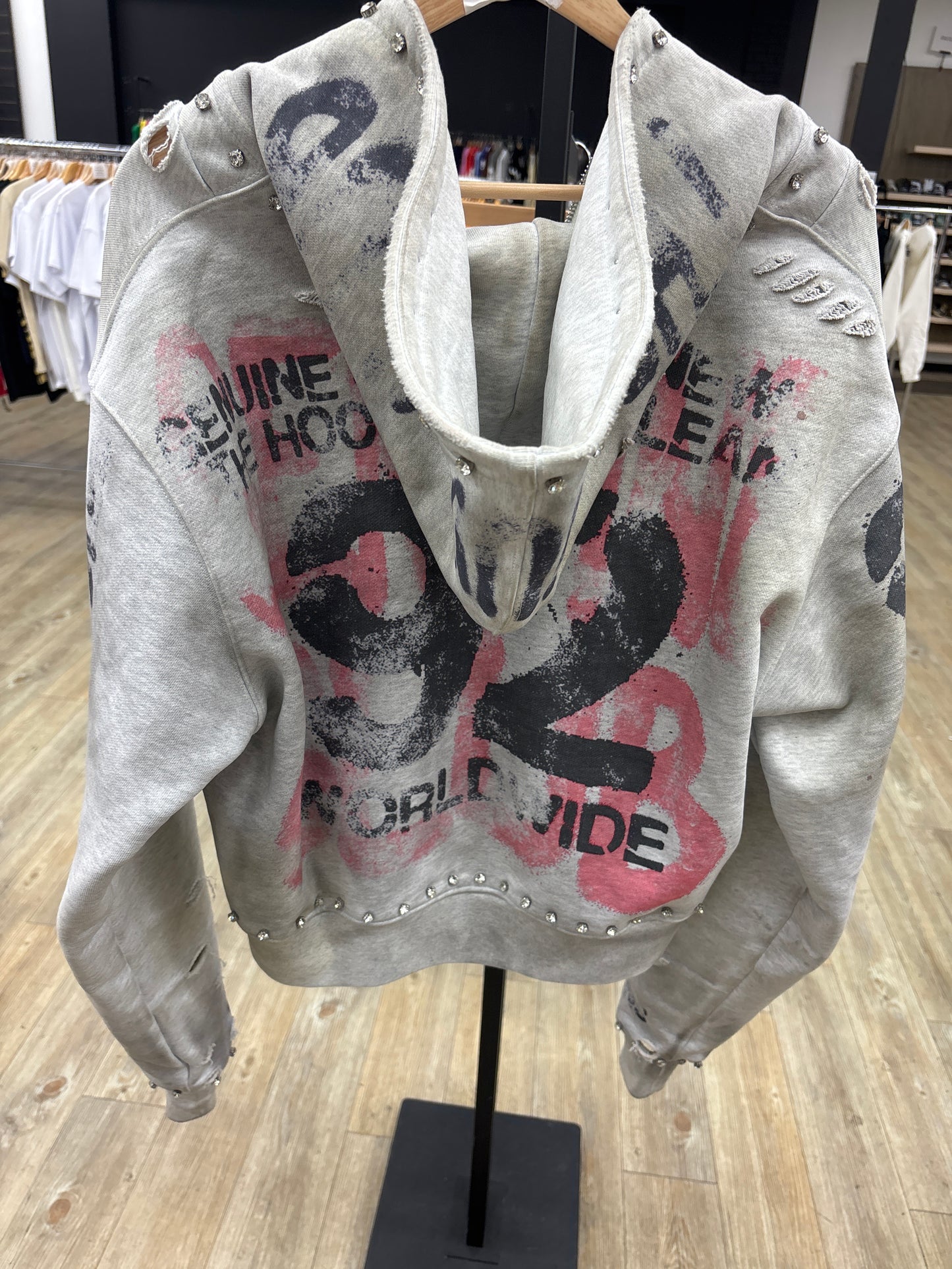 Genuine Club Rhinestone Zip up Grey