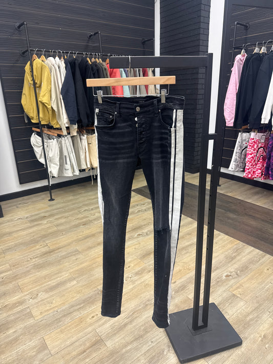 Preowned Black Striped Amiri Jean
