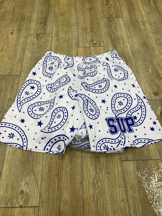 Sup white and blue bandanna