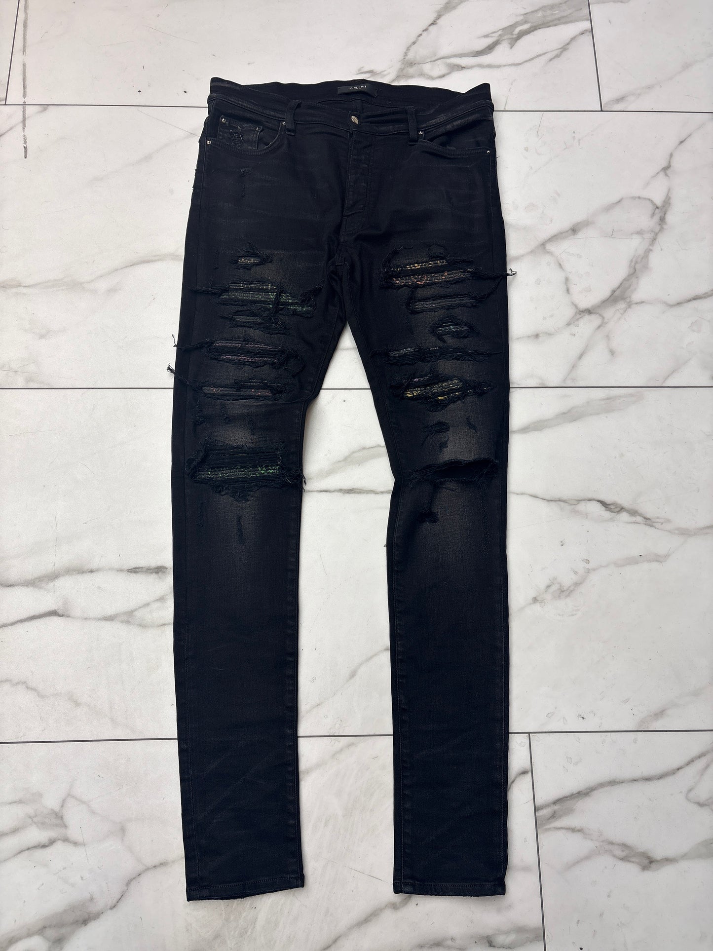 Amiri MX1 Color Patch Black Jeans USED