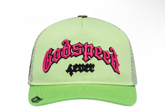 Godspeed Forever Trucker Hat (Lime/pink) BOOM