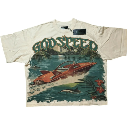 God speed white boat tee