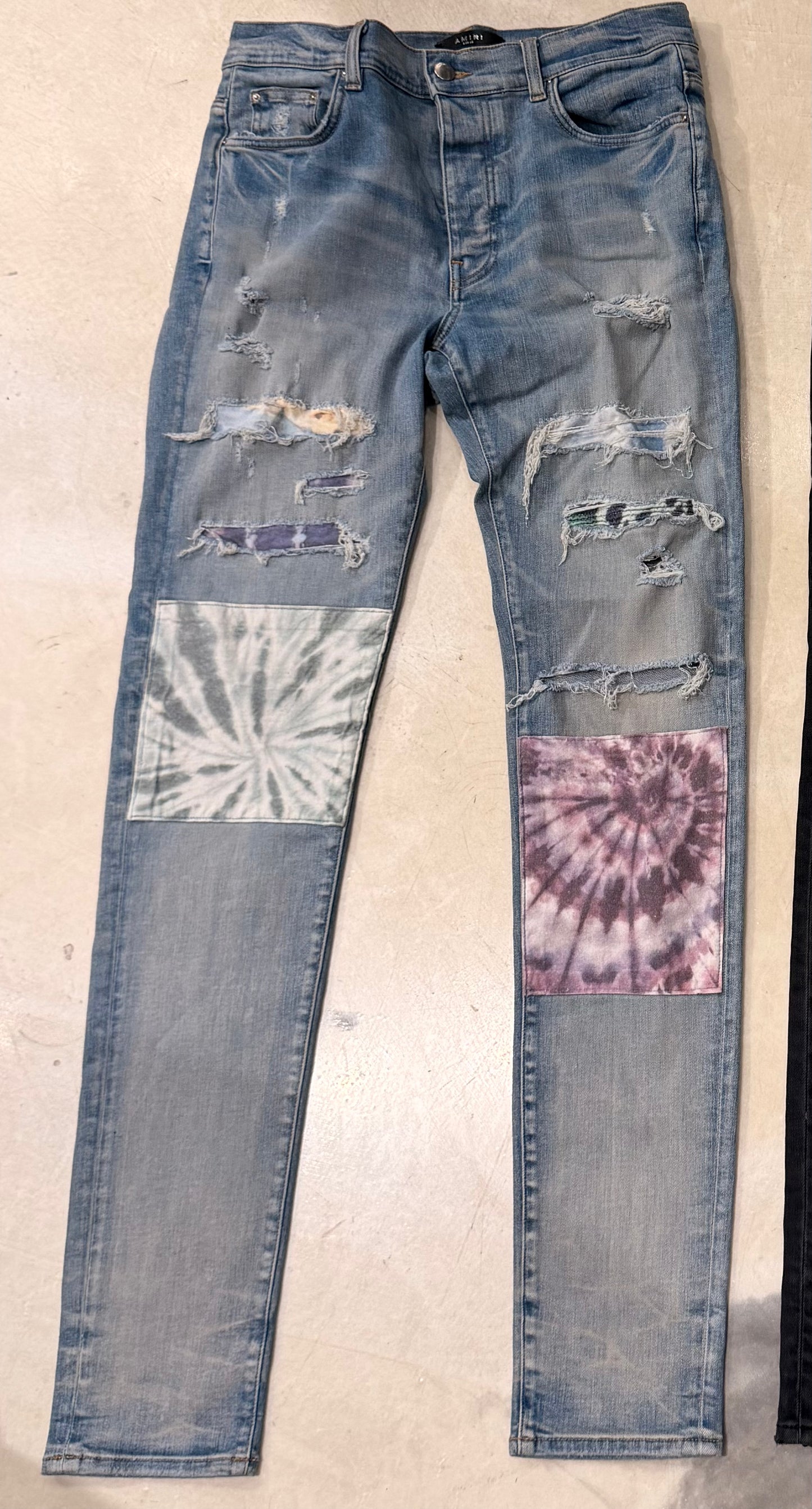 Amiri Tie Dye Art Patch Jeans Original Indigo Pre-Owned