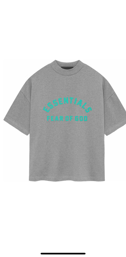 Essential tee center logo dark heathe