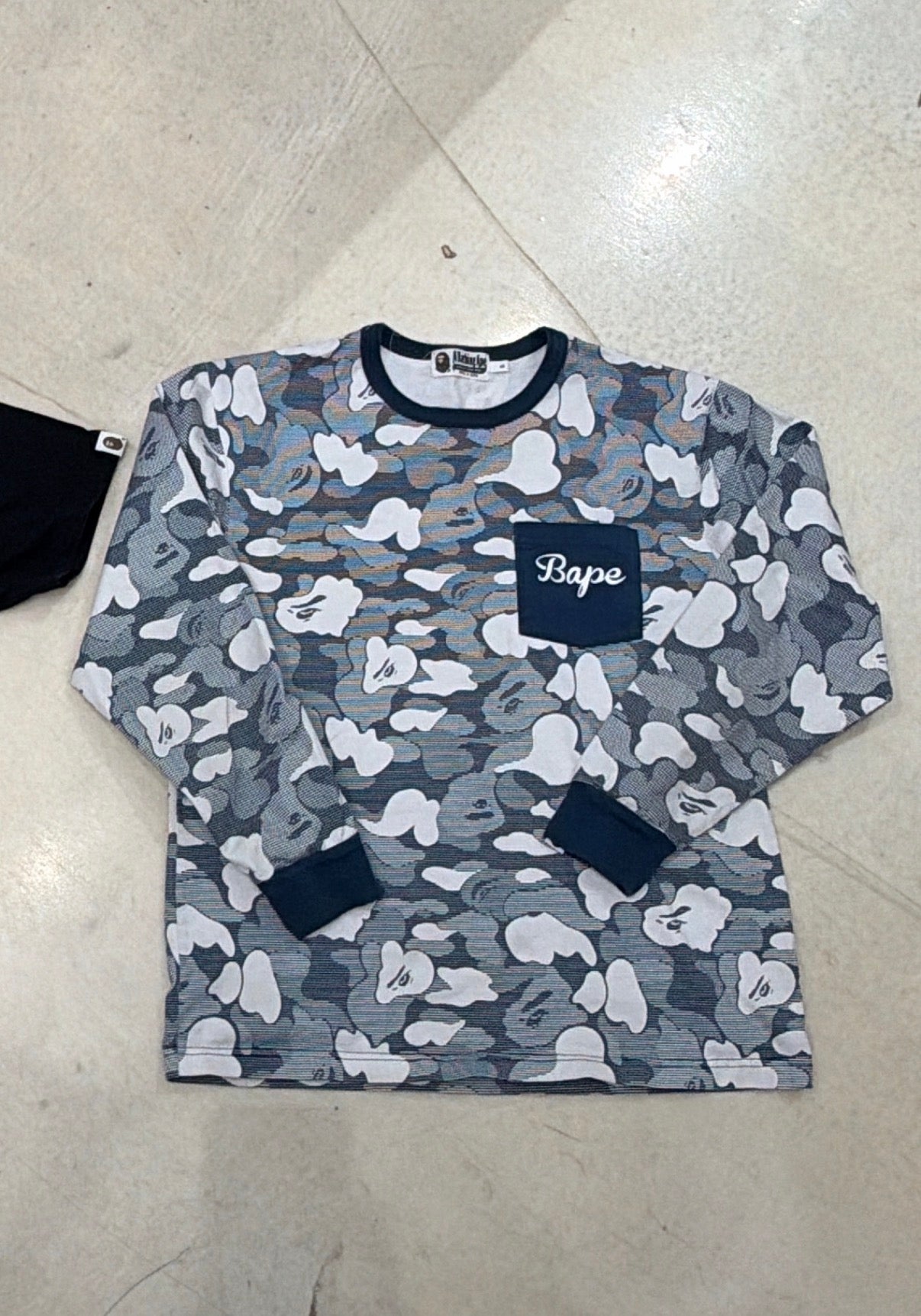 Pre-owned Bape Navy camo blue Pocket Tee