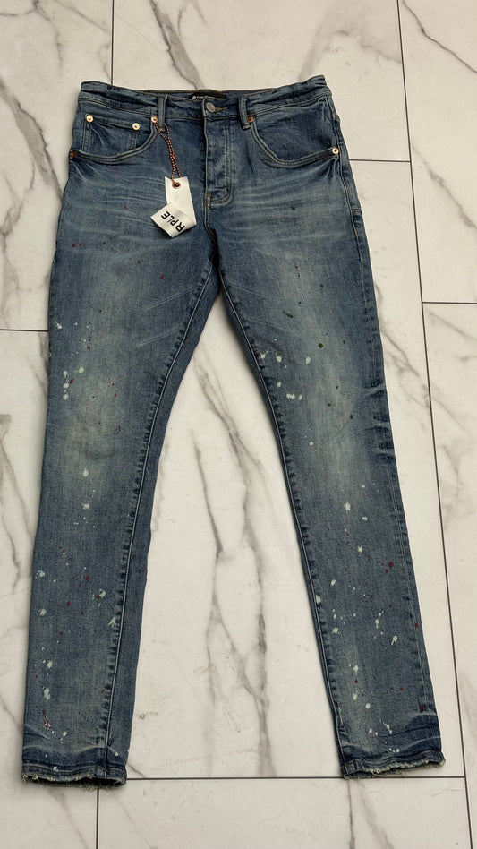 Purple paint splatter jeans PRE-OWNED