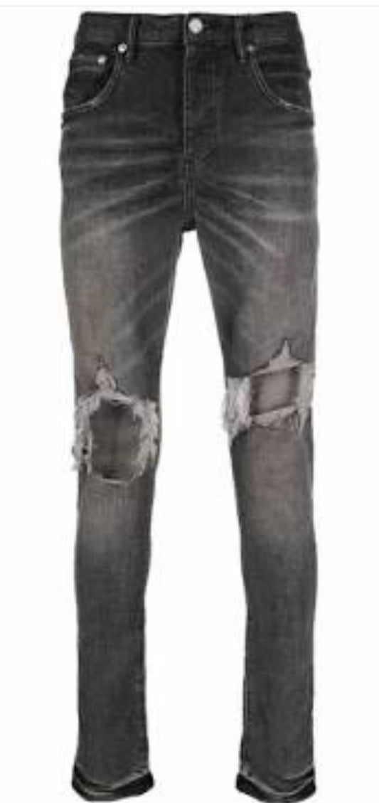 Grey Dirty Blowout Purple Jeans