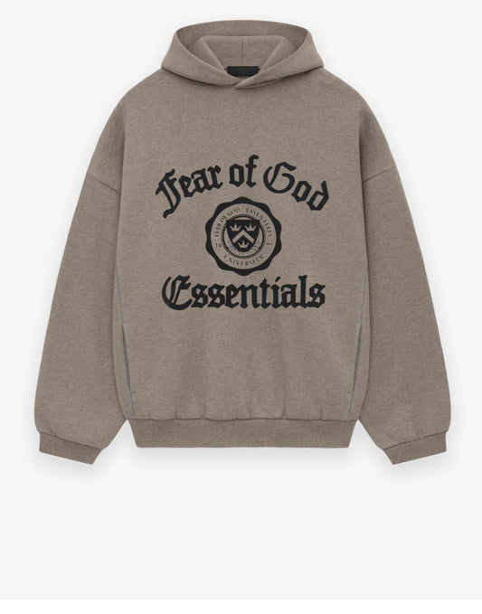 Essential #15# Heavy Heather Gray Fleece Hoodie Black Font