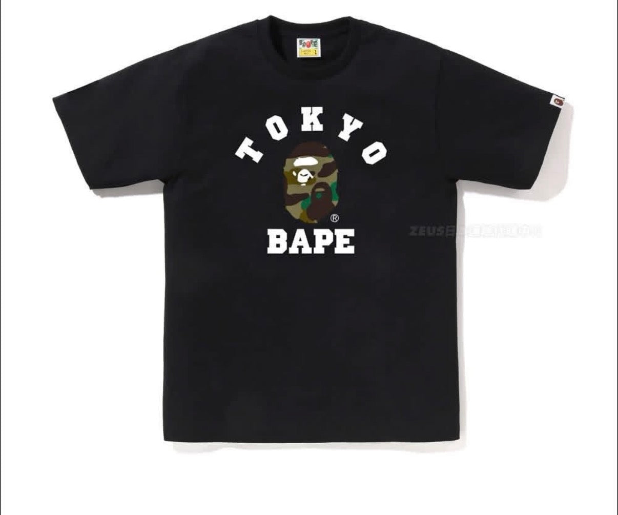 BAPE 1st Camo Tokyo College T-Shirt Black