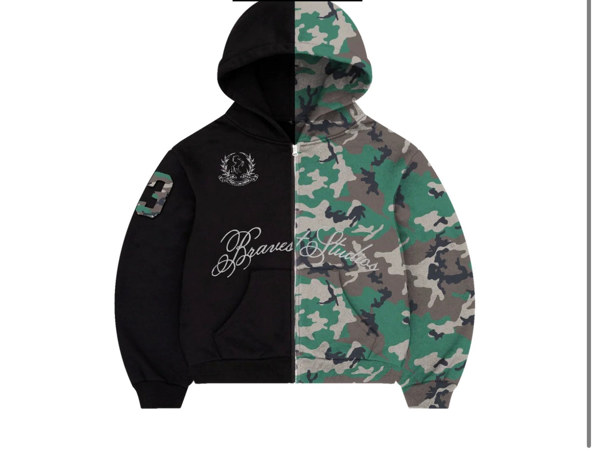 Bravest Studios Black Camo Split Hoodie