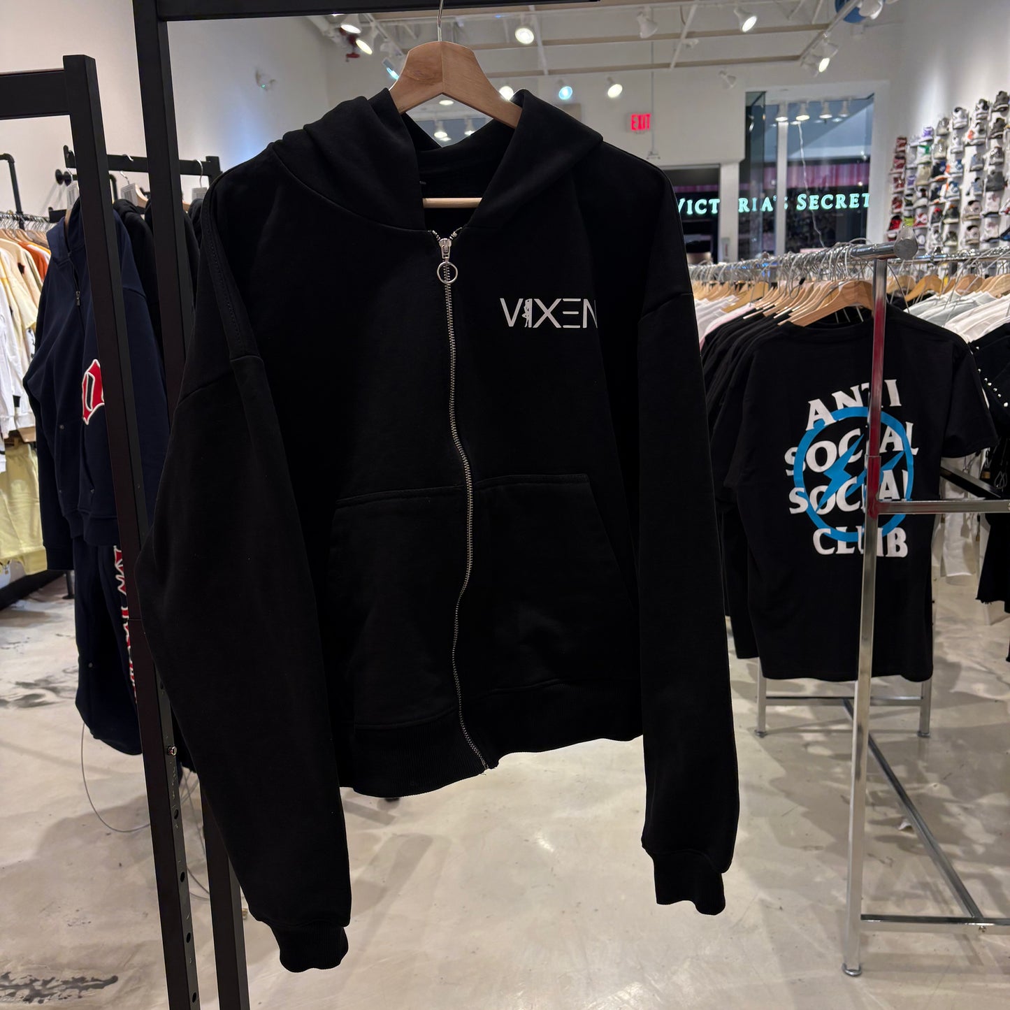 Vixen Crop Black Zip Up