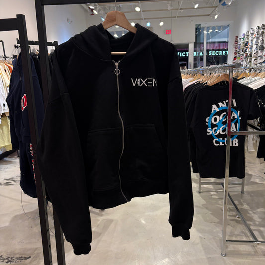 Vixen Crop Black Zip Up