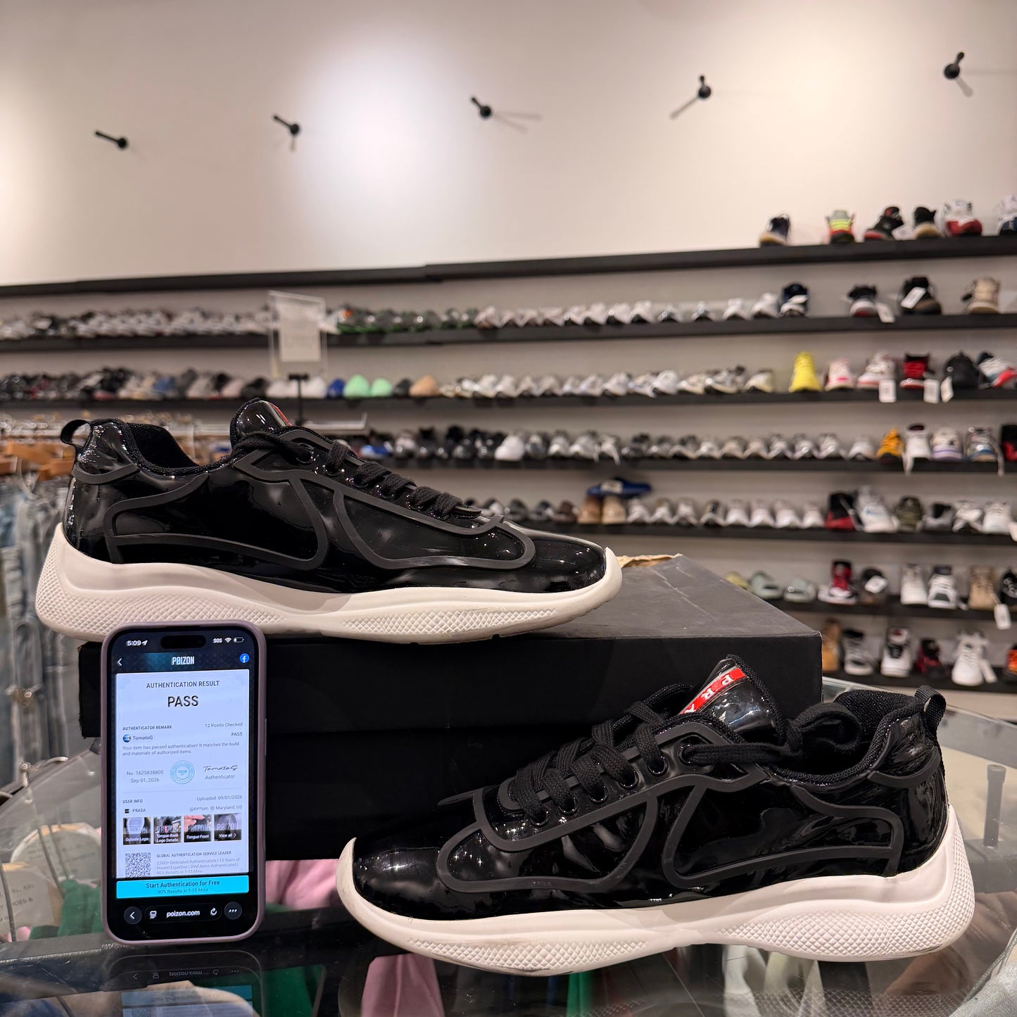 Prada Cup Patent Leather Black USED W BOX