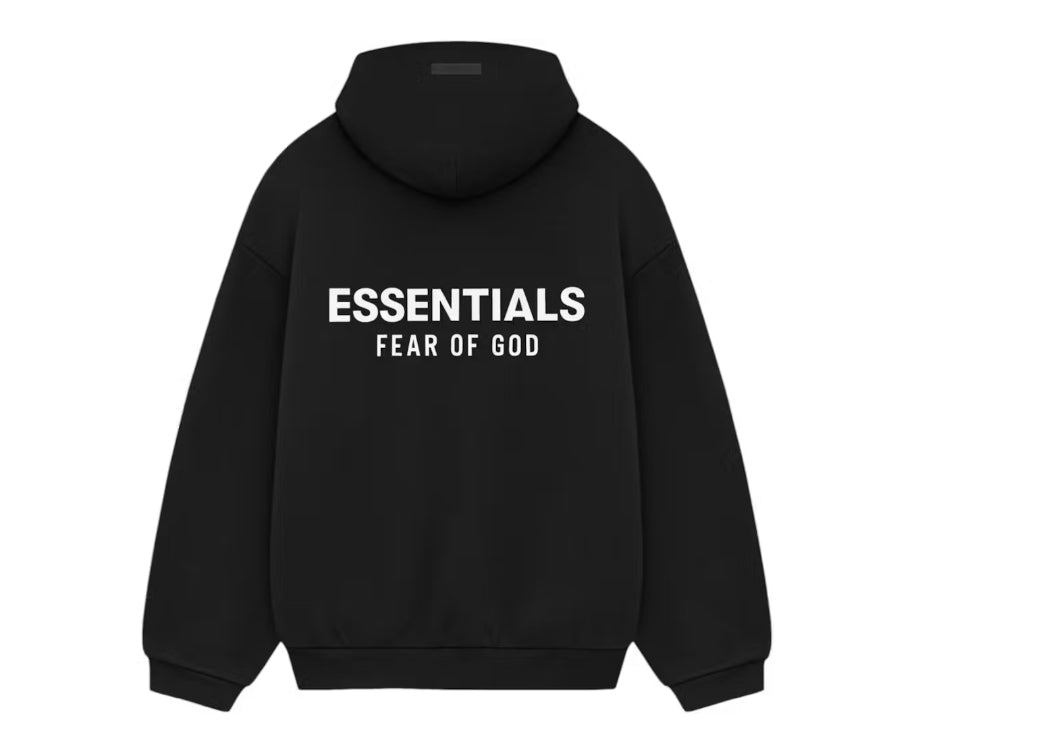 Essentials fleece black white hoodie