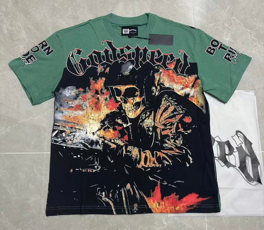 Godspeed Born To Ride Green Tee