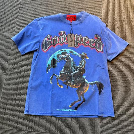 God speed blue cow boy tee