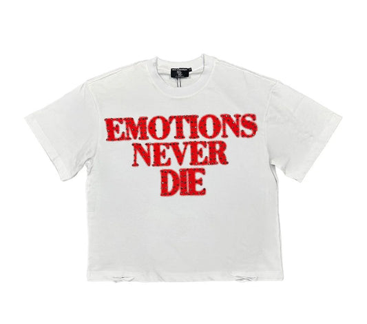 Mixed emotion #6 never dies red white tee