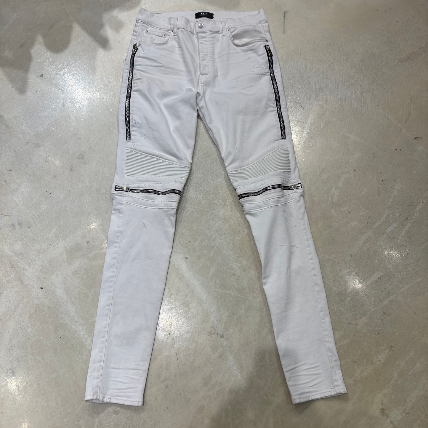 Amiri MX2 White Pre-Owned Biker Jeans