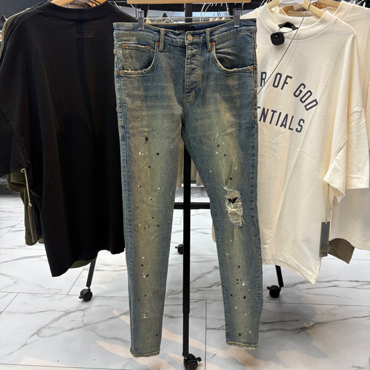 Pre-Owned Purple Paint Splatter Jeans