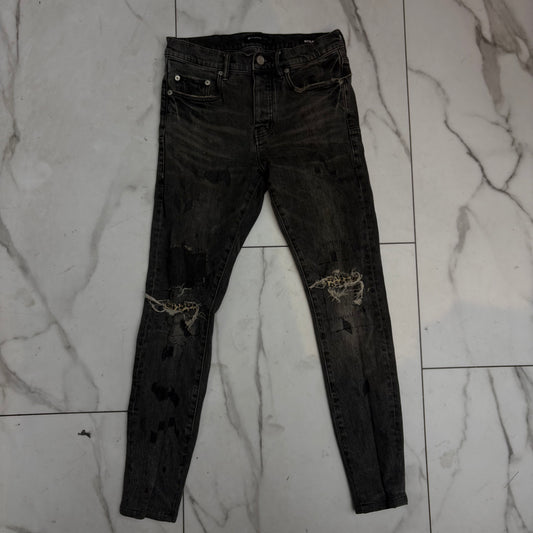 Purple P001 Black Distressed Panther Blowout Jeans Used No Tags