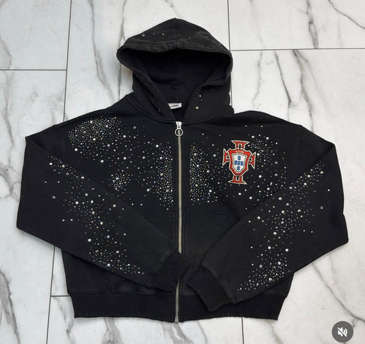 Vale Portugal Black Zip Up Hoodie