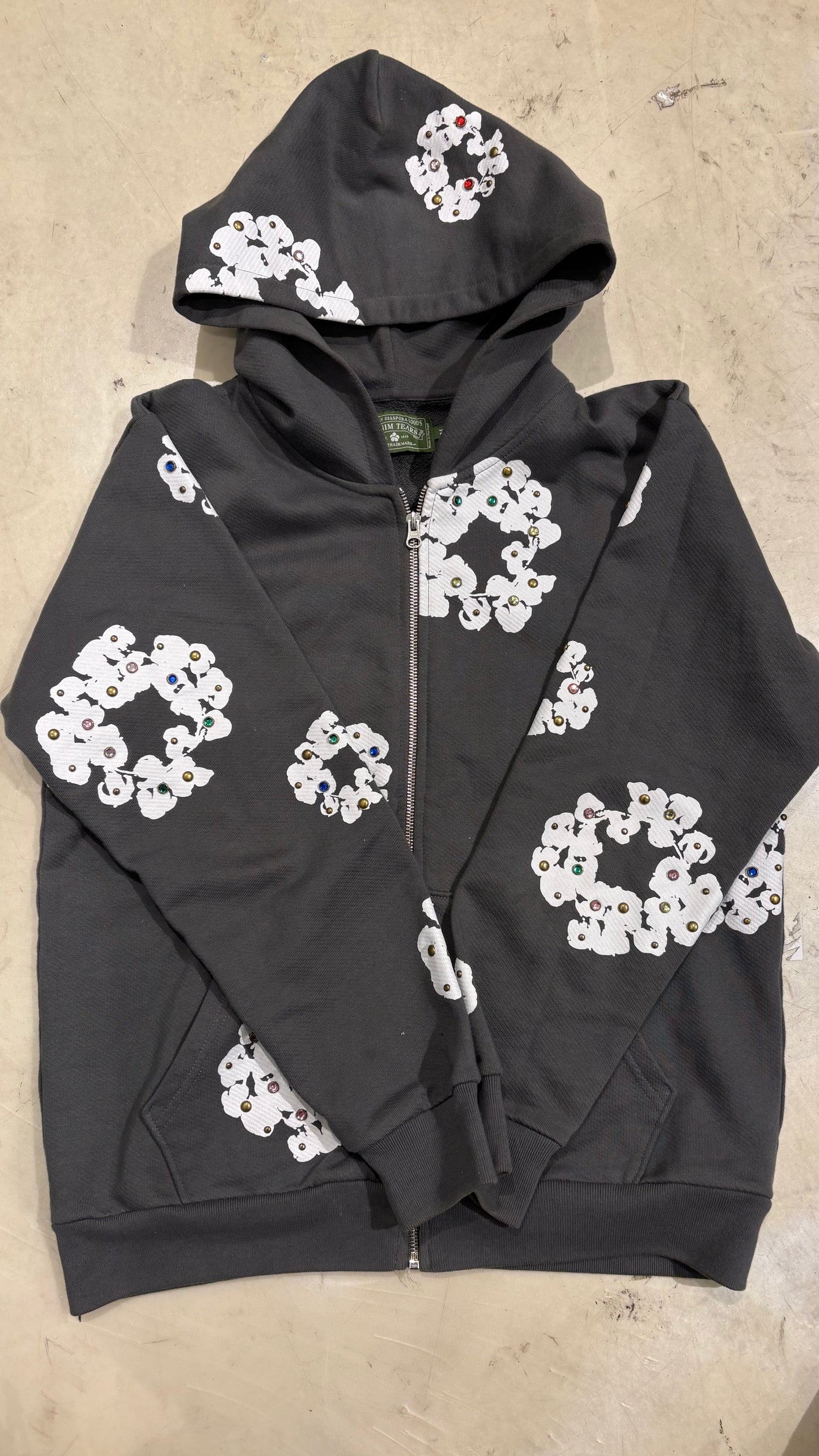 Denim Tear Grey Zip-Up Rhinestone PRE-OWNED