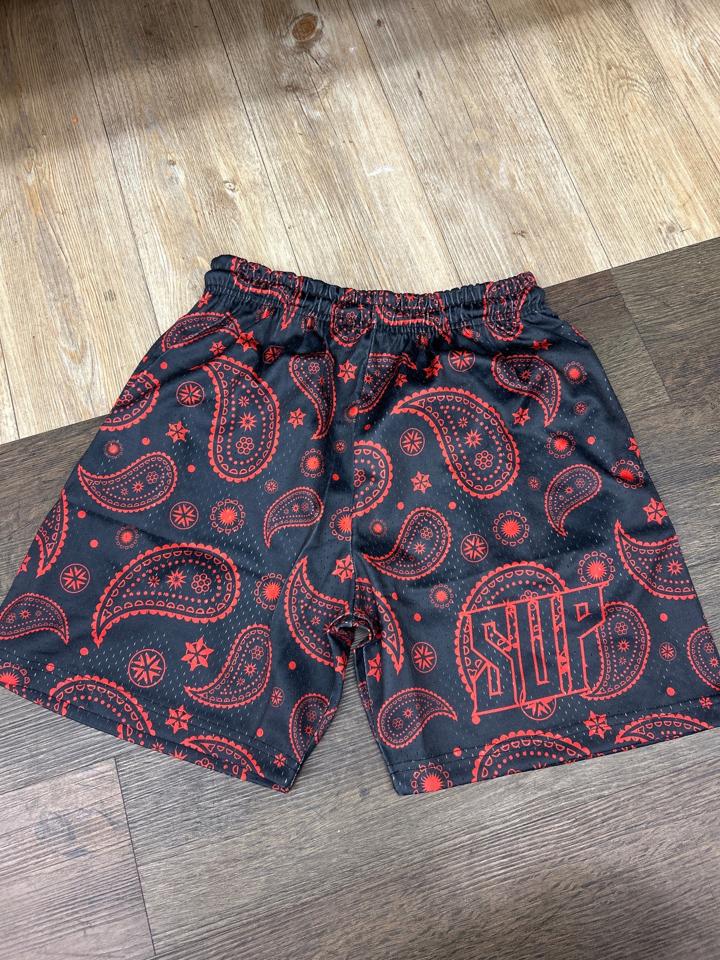 Sup Black & Red Bandana Shorts