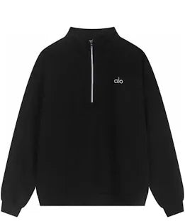 ALO Black Quarter Zip Up Hoodie
