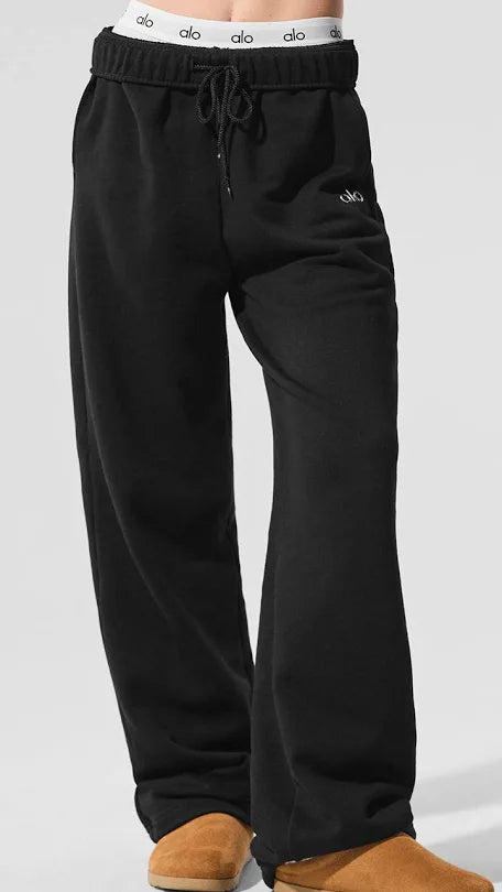 ALO Black Straight Leg Sweatpants