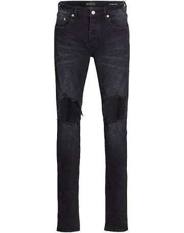 Purple Jeans P002 Blowout Knees Distressed Slim-Straight Jeans