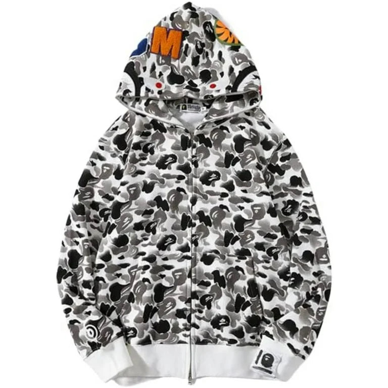 Bape #10 ABC Camo Black White Multi Full Zip Hoodie