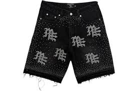 Mixed Emotion Black ‘ME’ Rhinestone Denim Shorts