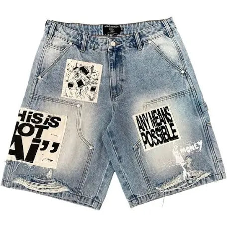 Mixed Emotion AI Blue Denim Jorts