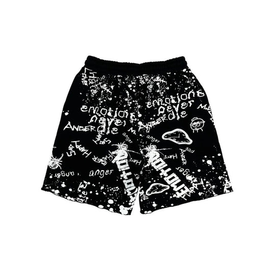 Mixed Emotions Black Graffiti Shorts