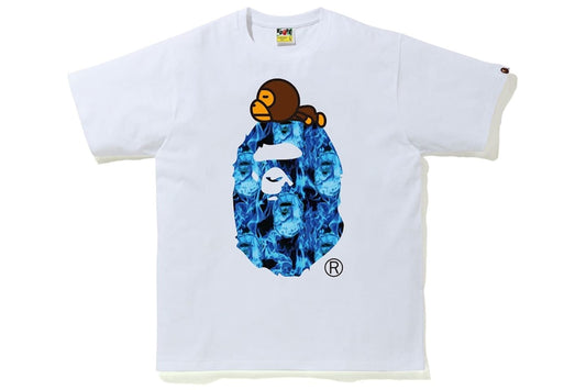 BAPE Flame Milo On Big Ape White/Blue Tee