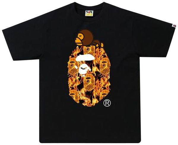 BAPE Flame Milo On Big Ape 'Black/Orange' Tee