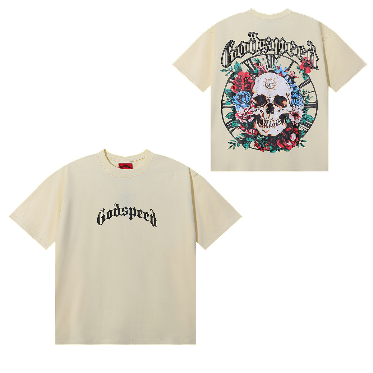Godspeed Floral Skull Skeleton Cream Tee