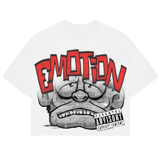 Mixed Emotion Monster Cropped Tee White