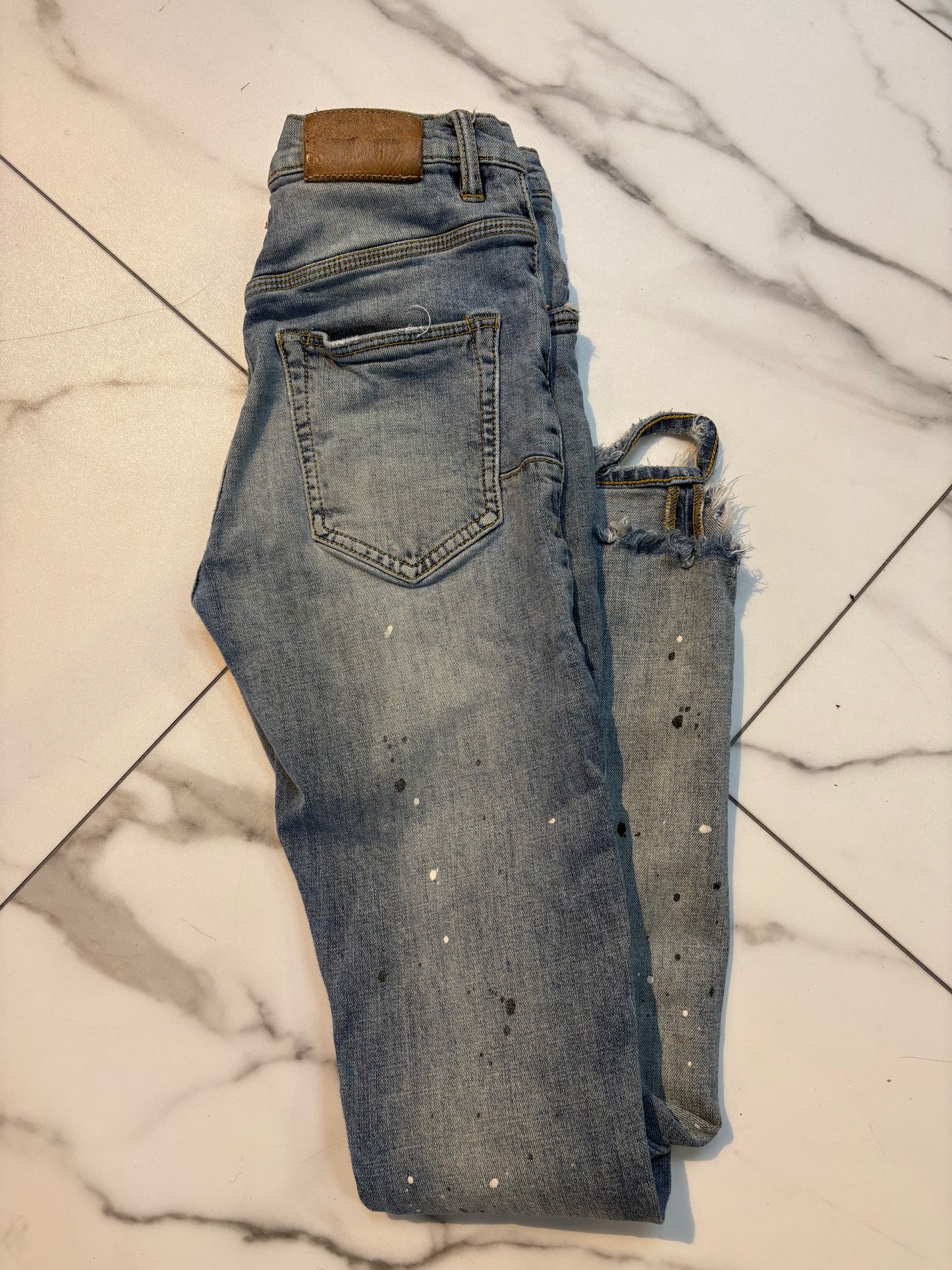 Purple Jean w paint splatter
